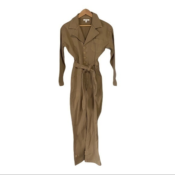 COPY - Good American The On Duty Tie Waist Jumpsuit in Khaki Tan Size 1 (Small) - Picture 7 of 10